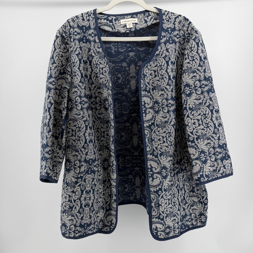 Coldwater Creek Wool Blend Jacquard Open Front Cardigan Jacket, Women's 24